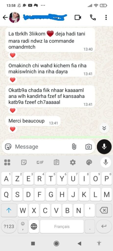 Avis client GLOREA WhatsApp